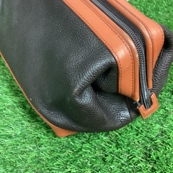 Coach Black & Dark Tan Leather Toiletry Bag Case - Picture 5 of 16